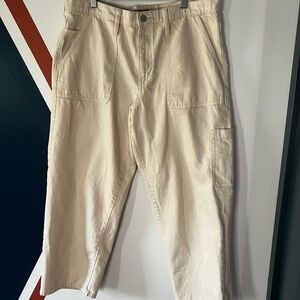 Banana Republic Women's Cream High Rise Barrel Cargo Jeans